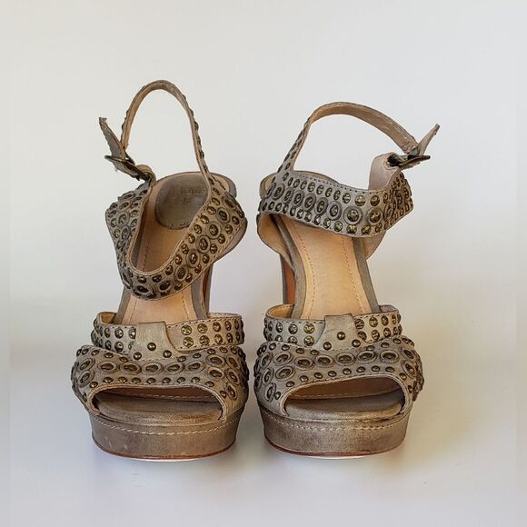 Frye Samantha Disc Ankle High Heel Studded Leather Shoe Size 8.5 M - Picture 6 of 12